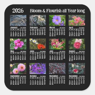 Sticker Carré Calendrier Fleur vinyle noir personnalisé 2026