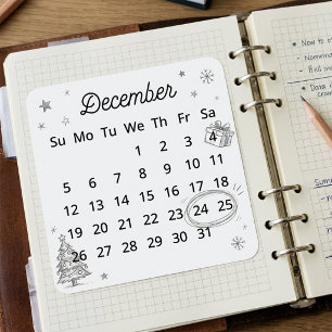 Sticker Carré Calendrier flexible de décembre 2027