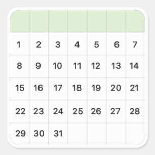 Sticker Carré Calendrier mensuel de la monnaie