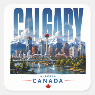 Sticker Carré 🏔 Calgary Style Moderne de Ville Montagnarde 🏔