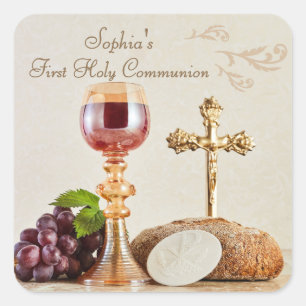 Sticker Carré Calice de première communion eucharistique design
