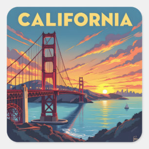 Sticker Carré California Keepsake Le pont du Golden Gate