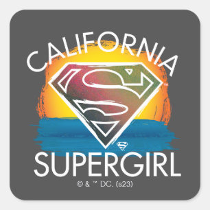 Sticker Carré California Supergirl Sunset Graphic