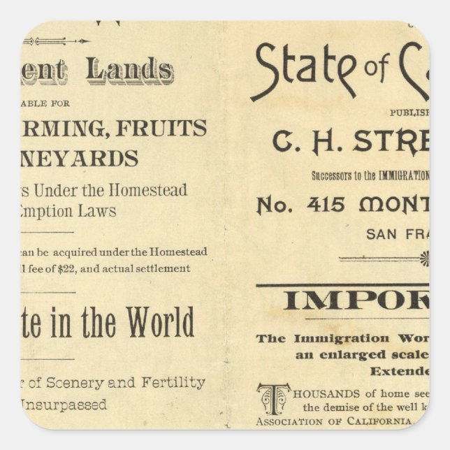 Sticker Carré Californie 2 (Devant)