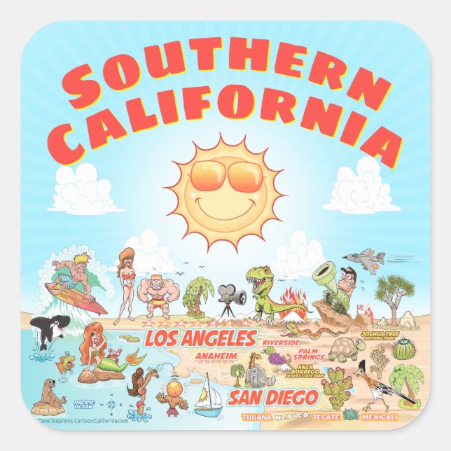 Sticker Carré Californie du Sud (Devant)