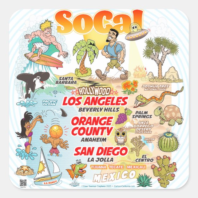 Sticker Carré Californie du Sud (Devant)