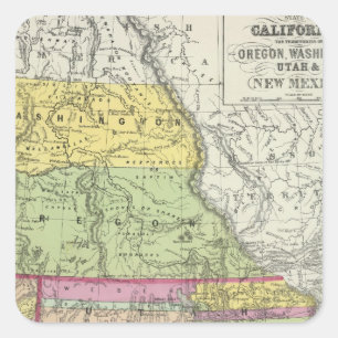 Sticker Carré Californie, Oregon, Washington, Utah, Nouveau-Mexi