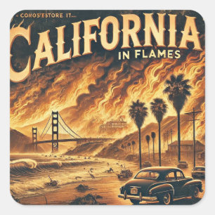 Sticker Carré CALIFORNIE Porte - clé D'INCENDIE
