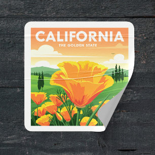 Sticker Carré Californie vintage