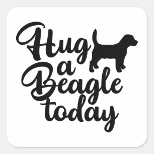 Sticker Carré Câlins à un Beagle aujourd'hui Maman Papa amateur