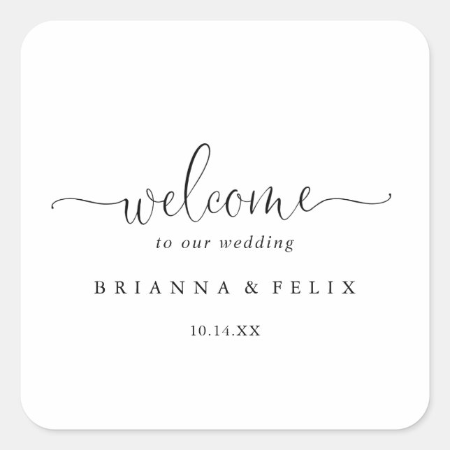 Sticker Carré Calligraphie Aimer Mariage de script fantaisie Bie (Devant)