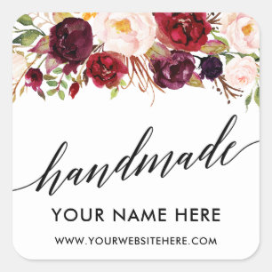 Sticker Carré Calligraphie artisanale Bourgogne Floral Petit