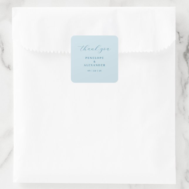 Sticker Carré Calligraphie Bleue Gracieuse (Sac)