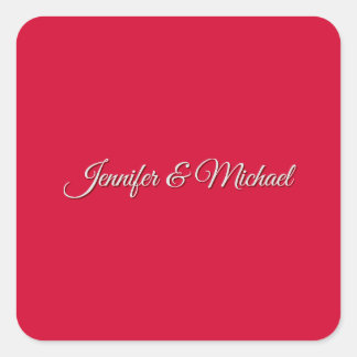 Sticker Carré Calligraphie Chic Élégante Cerise Rouge Personnali