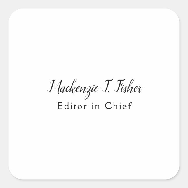 Sticker Carré Calligraphie classique Élégante Plaque blanche sim (Devant)