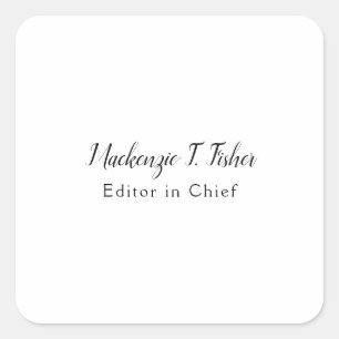 Sticker Carré Calligraphie classique Élégante Plaque blanche sim