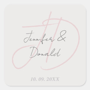 Sticker Carré Calligraphie classique tendance monogramme