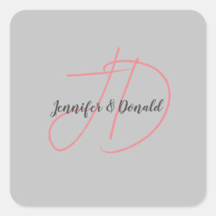 Sticker Carré Calligraphie classique tendance monogramme