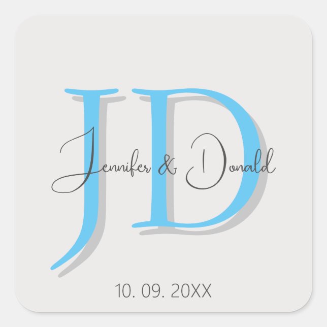 Sticker Carré Calligraphie classique tendance monogramme (Devant)