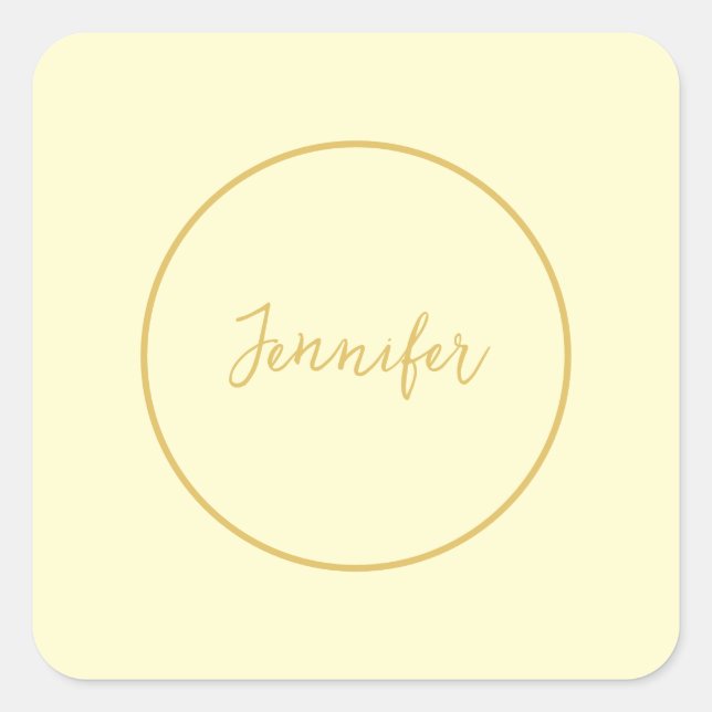 Sticker Carré Calligraphie couleur or et crème moderne Plain uni (Devant)