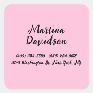 Sticker Carré Calligraphie créative rose originale