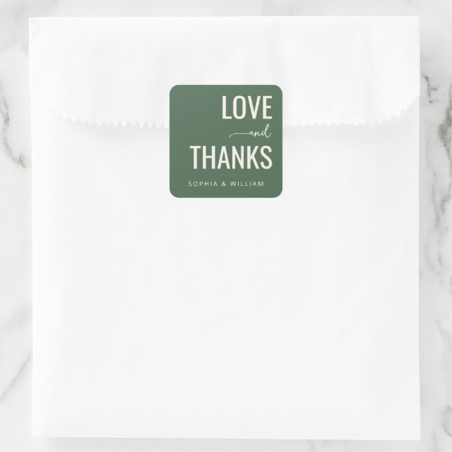 Sticker Carré Calligraphie de gratitude verte chaude (Sac)