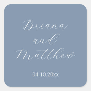 Sticker Carré Calligraphie de script minimaliste Dusty Blue