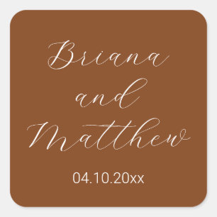 Sticker Carré Calligraphie de script minimaliste Mariage en terr