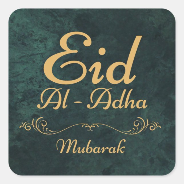 Sticker Carré Calligraphie d'or Aïd Al-Adha Moubarak 2025 (Devant)