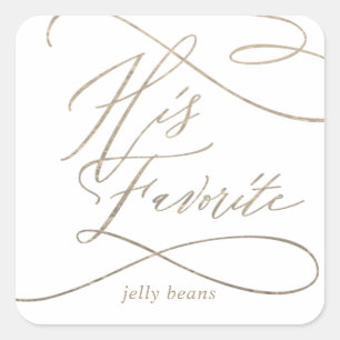 Sticker Carré Calligraphie d'or romantique Sa Faveur préférée