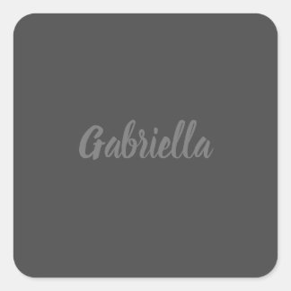 Sticker Carré Calligraphie Élégant Gris clair Nom simple