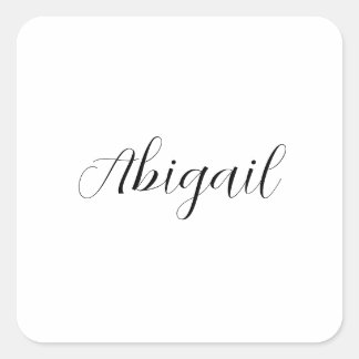 Sticker Carré Calligraphie Elégant Noir Blanc Plaine Nom simple