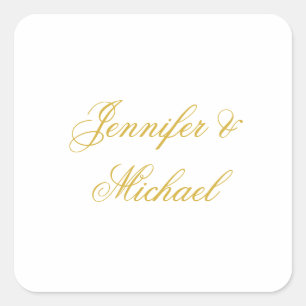 Sticker Carré Calligraphie Élégant Nom personnalisable modifiabl