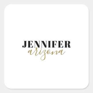 Sticker Carré Calligraphie Elegant Plain Ajouter son propre nom