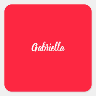 Sticker Carré Calligraphie Élégant Rouge Blanc Plaine Nom simple