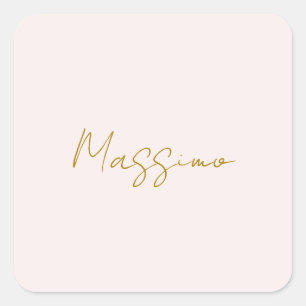 Sticker Carré Calligraphie élégante couleur or et pastel Nom sim