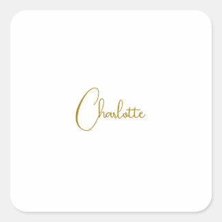 Sticker Carré Calligraphie minimaliste Nom du script Couleur or