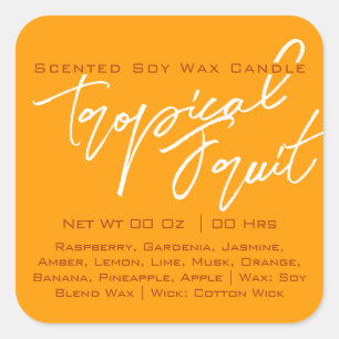 Sticker Carré Calligraphie moderne Lettrer bougie orange jaune