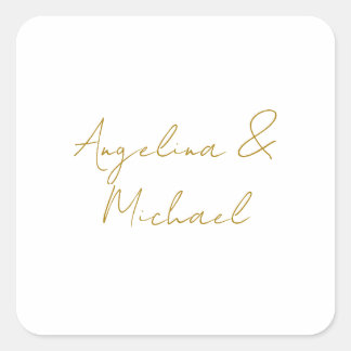 Sticker Carré Calligraphie Professionnel Élégant Couleur Or