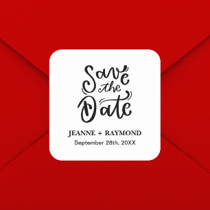 Sticker Carré Calligraphie romantique Mariage Enregistrer la dat