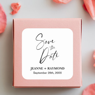 Sticker Carré Calligraphie romantique Mariage personnalisé Enreg