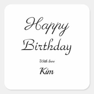 Sticker Carré calligraphie simple et minimale joyeux anniversair