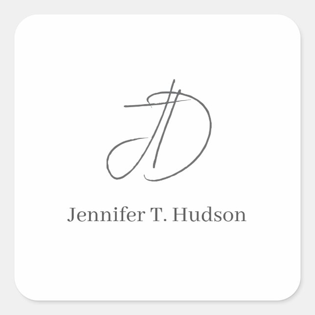 Sticker Carré Calligraphie tendance monogramme classique  (Devant)