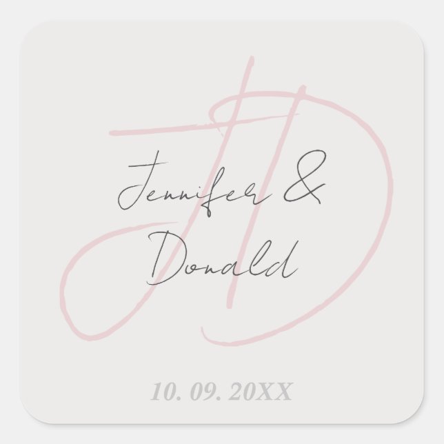 Sticker Carré Calligraphie tendance monogramme de script classiq (Devant)