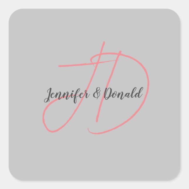 Sticker Carré Calligraphie tendance monogramme de script classiq (Devant)