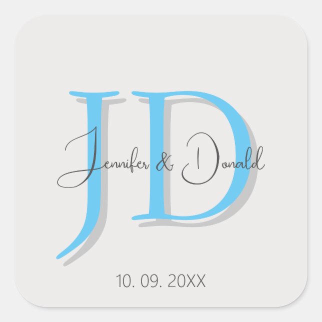 Sticker Carré Calligraphie tendance monogramme de script classiq (Devant)