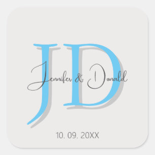 Sticker Carré Calligraphie tendance monogramme de script classiq