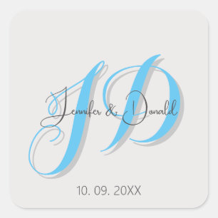 Sticker Carré Calligraphie tendance monogramme de script classiq