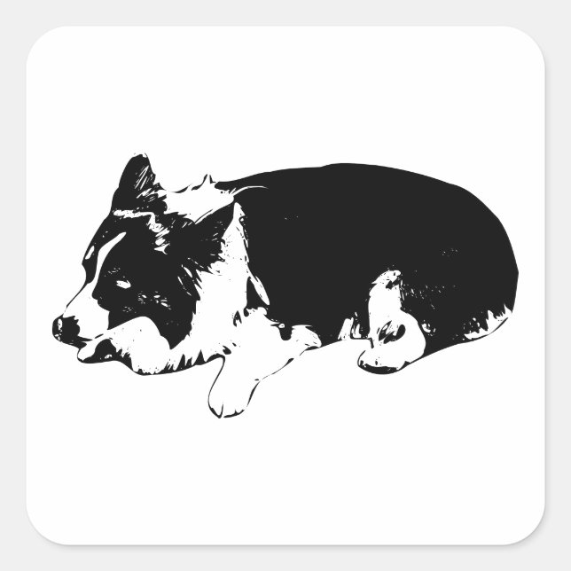 Sticker Carré calme de Noël léchage, corgi (Devant)
