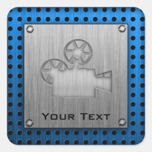 Sticker Carré Caméra de cinéma en métal brossé